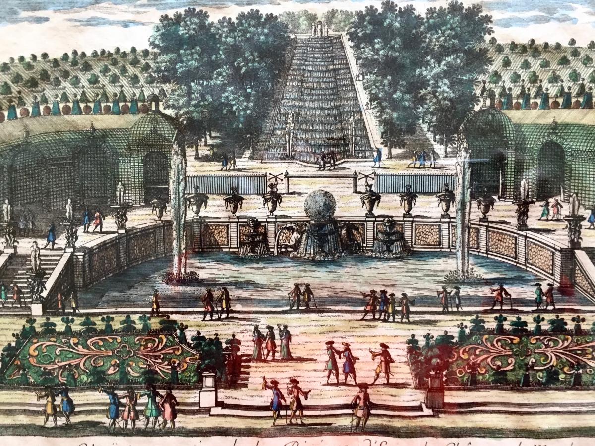 Gravure "la Rivière d'Eau Du Château De Marly" 18 ème-photo-4
