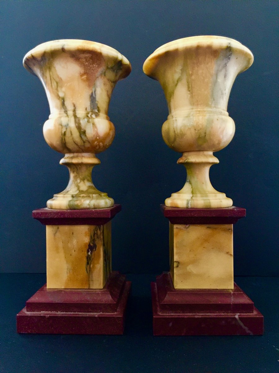 Pair Of Medici Vases In Marble XIXth Century