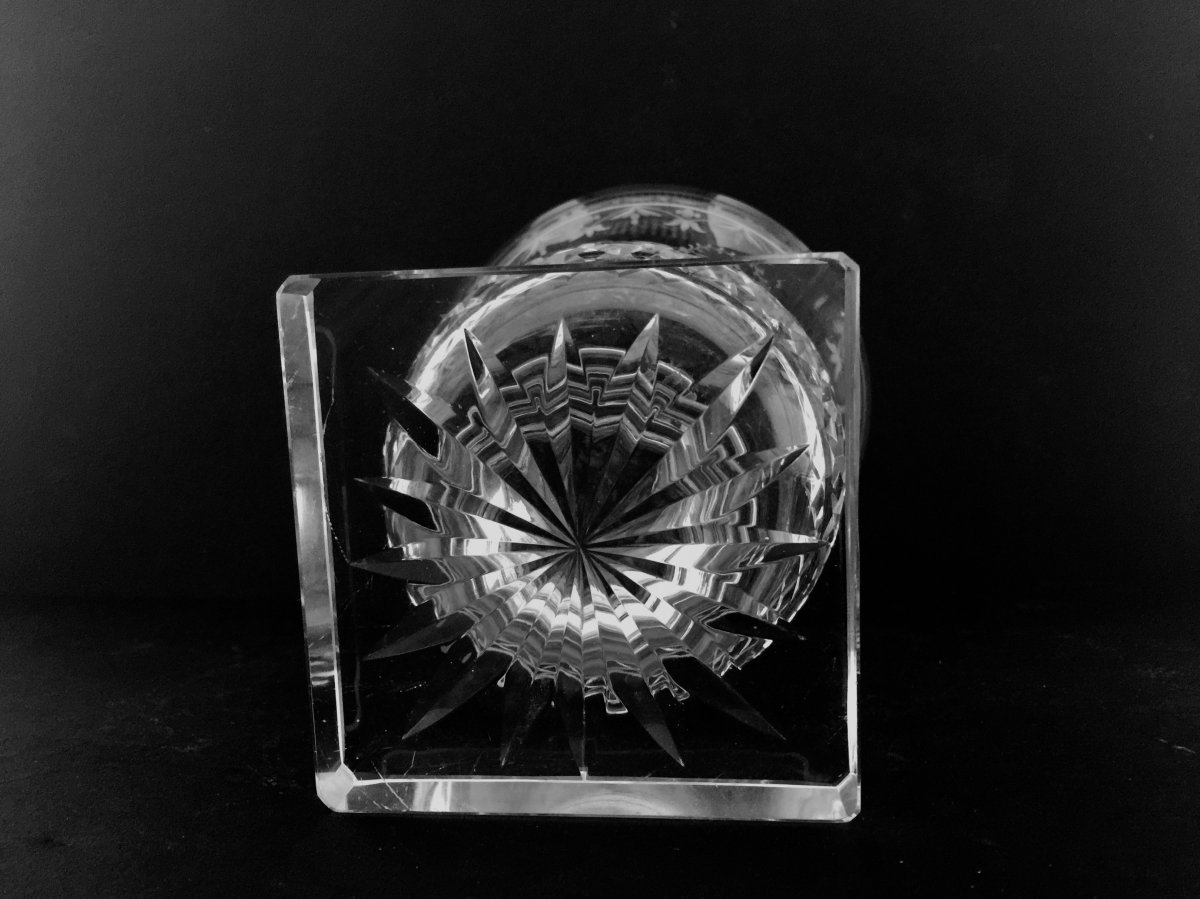 Vase Médicis En Verre Cristallin Gravé 19 ème Siècle-photo-2