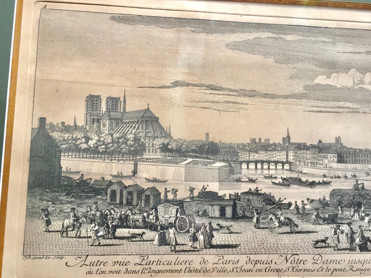 Engraving Representative Notre Dame De Paris 18th Century-photo-2