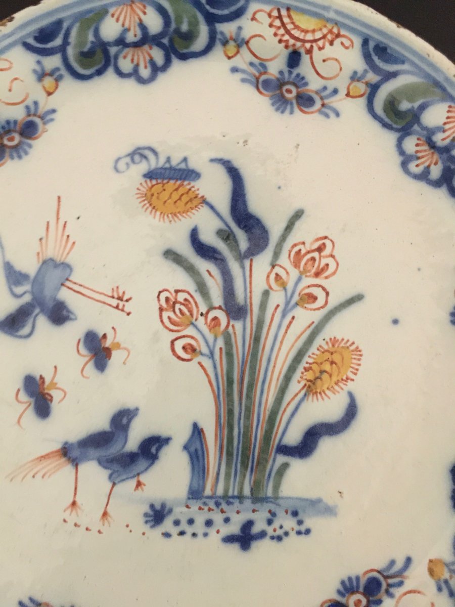 Pair Of Plates In Delft Earthenware 18th Century-photo-3