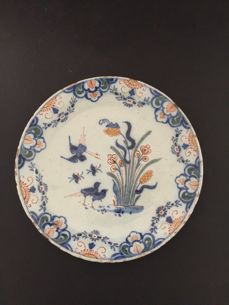 Pair Of Plates In Delft Earthenware 18th Century-photo-3