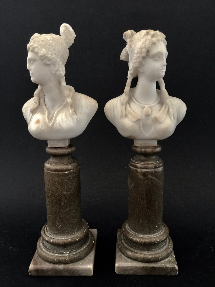 Pair Of Busts In Marble Italy Early 19th Century