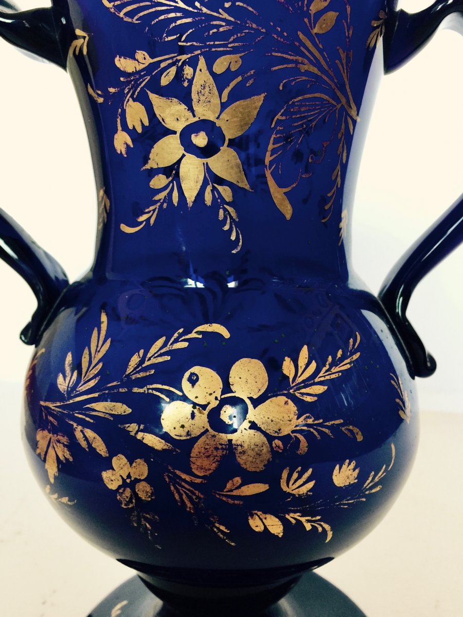 Pair Of Blue Crystal Vases Spain-photo-1