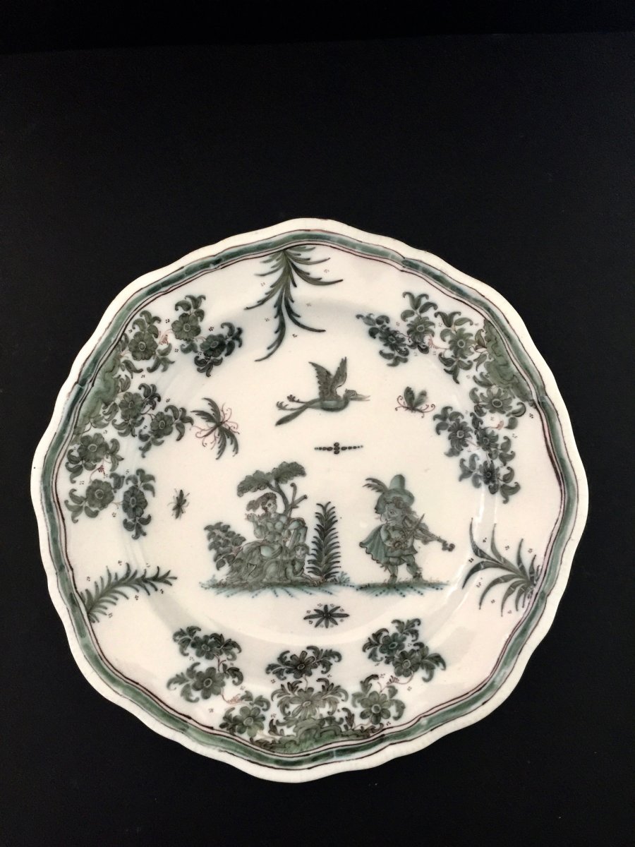 Plate In Earthenware Of Great Fire Moustiers Eighteenth Century