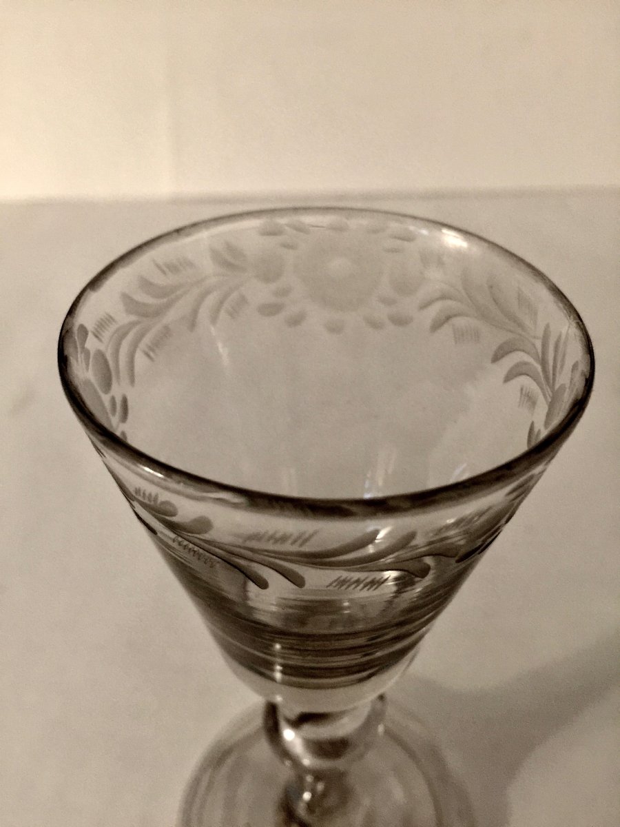 Verre Soufflé Et Gravé 18 ème Siècle-photo-2