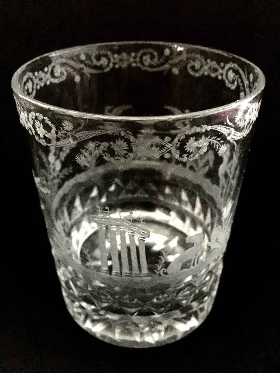 Engraved Glass Goblet Early 19th Century