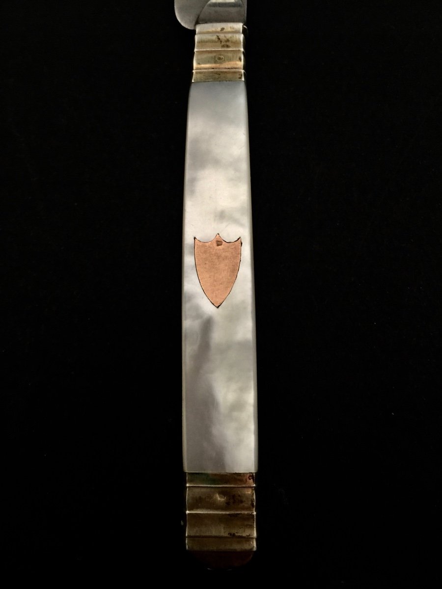 Series Of 20 Mother Of Pearl And Vermeil Knives Early 19th Century-photo-3