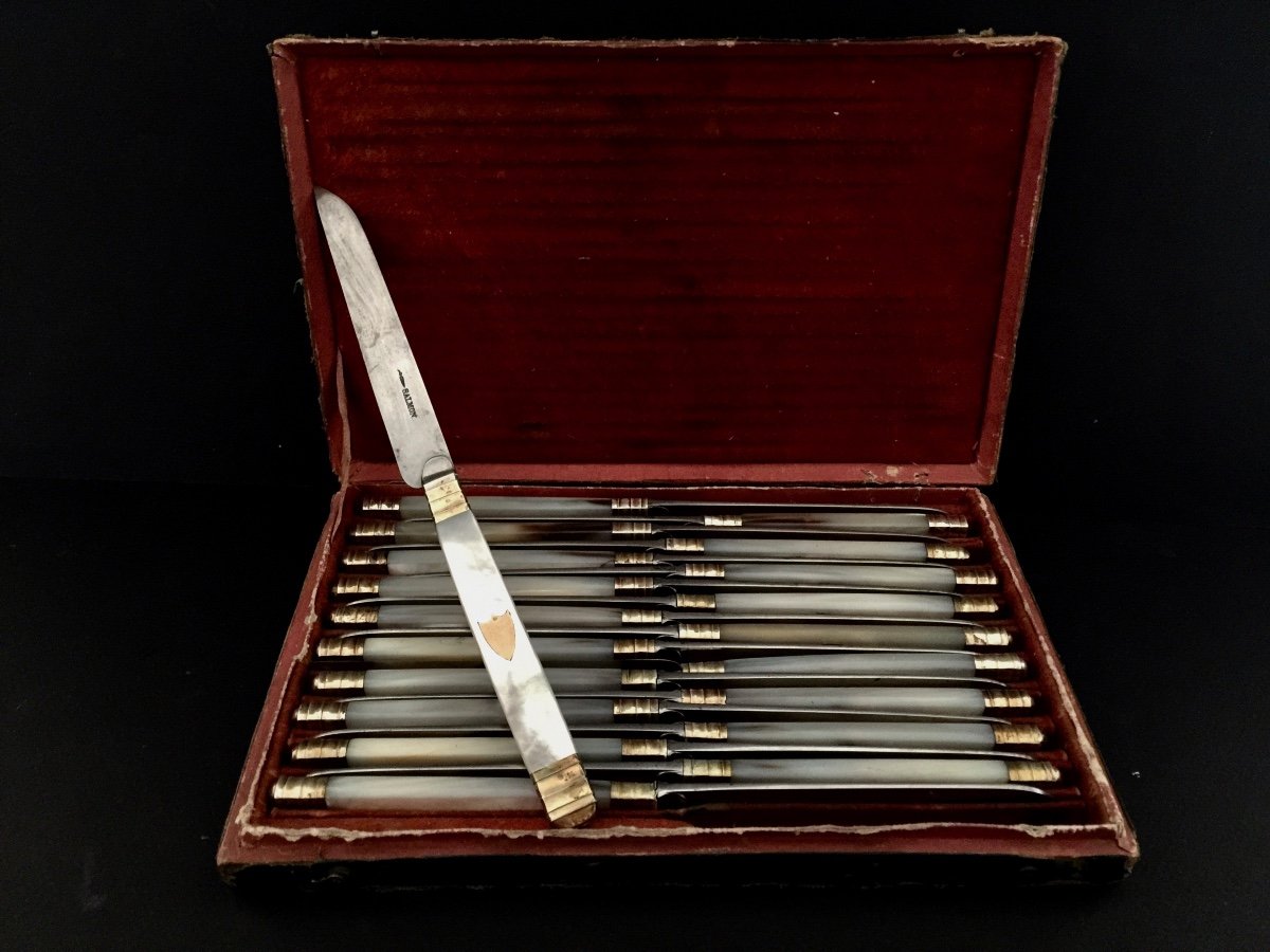 Series Of 20 Mother Of Pearl And Vermeil Knives Early 19th Century