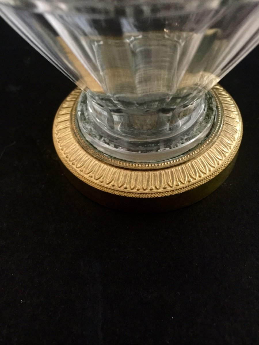 Paire De Vases En Cristal Et Bronze Doré XIXème Siècle-photo-3