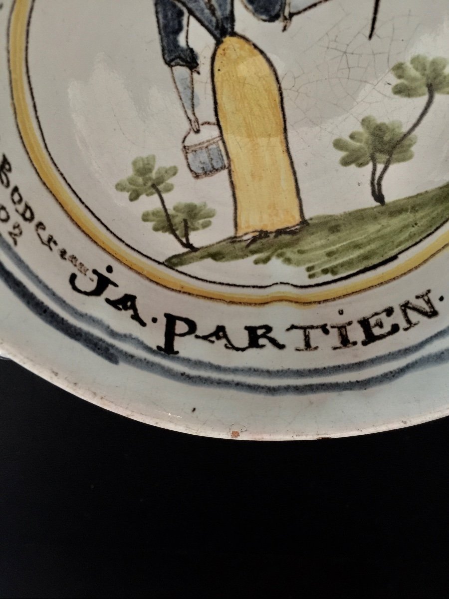 Rare Patronymic Bowl In Moncaut Earthenware Daté 1802-photo-1