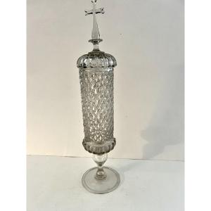 Reliquary Monstrance In Spun And Blown Glass, Liège, 18th Century