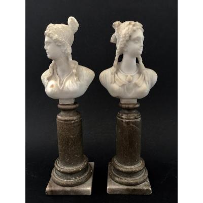 Pair Of Busts In Marble Italy Early 19th Century