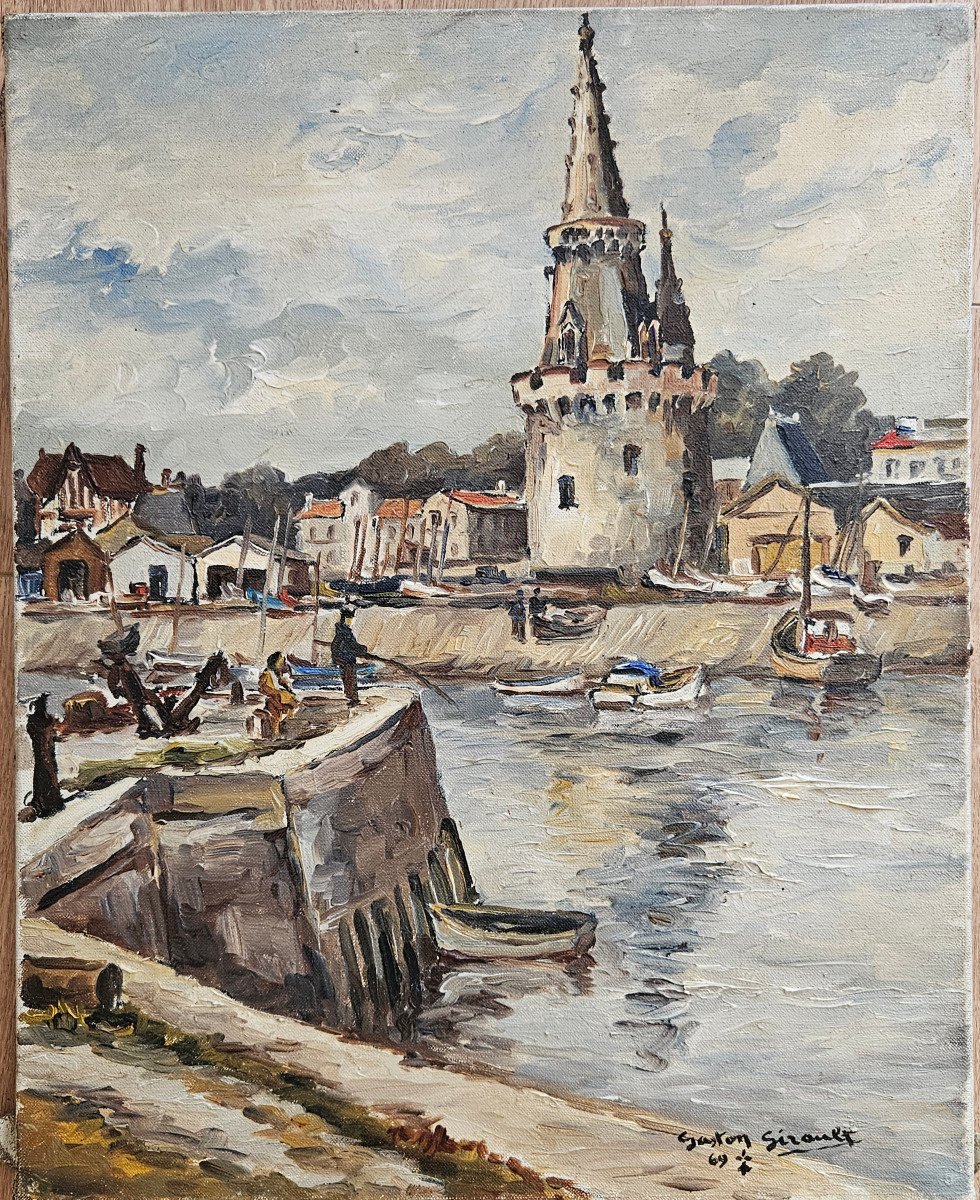 Gaston Girault (1913-1974) Tour de la Lanterne La Rochelle Huile sur toile Signée 