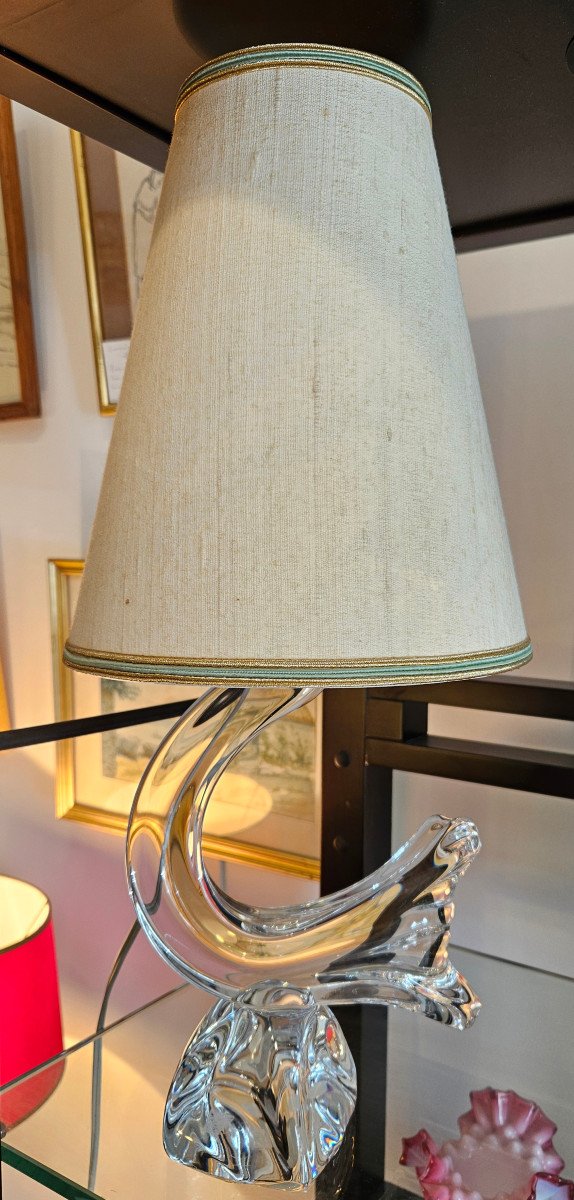 Daum Lampe Coq En Cristal Années 60-photo-2