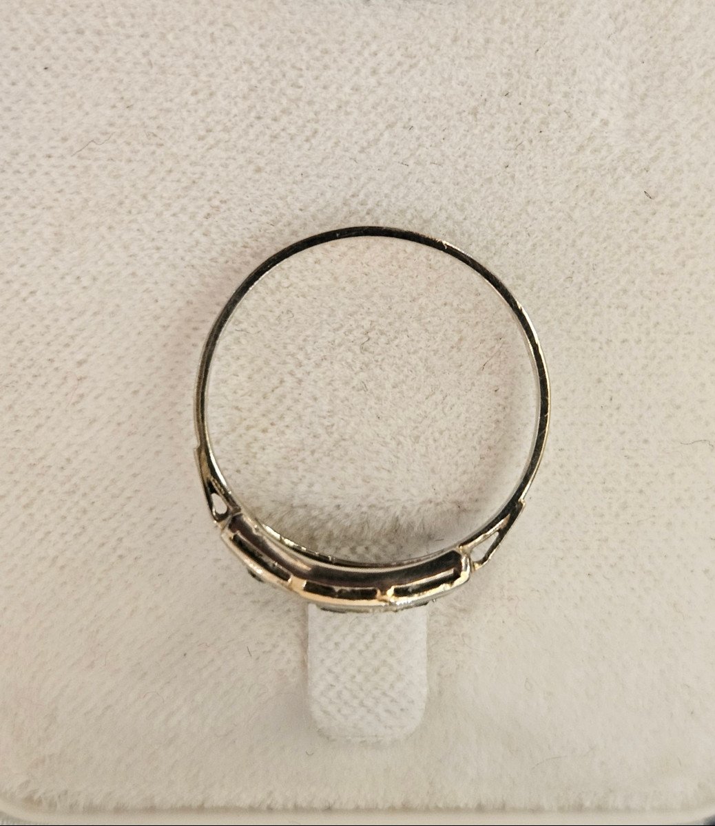 Art Deco Ring In White Gold With 3 Brillant -photo-4