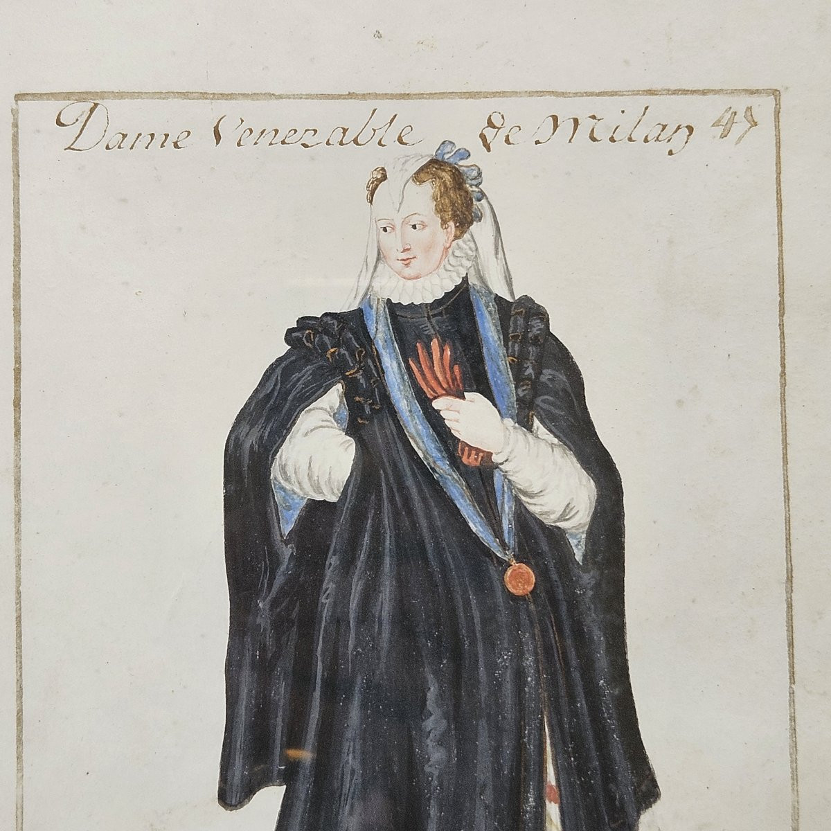 French School Of The 17th Century Watercolor And Gouache On Vellum The Lady Of Milan -photo-4