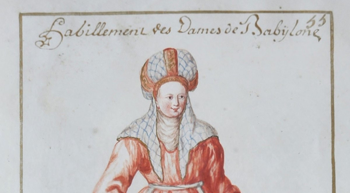 German School Of The 17th Century Watercolor Gouache On Vellum Lady Of Babylon-photo-3