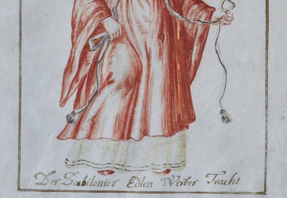 German School Of The 17th Century Watercolor Gouache On Vellum Lady Of Babylon-photo-4