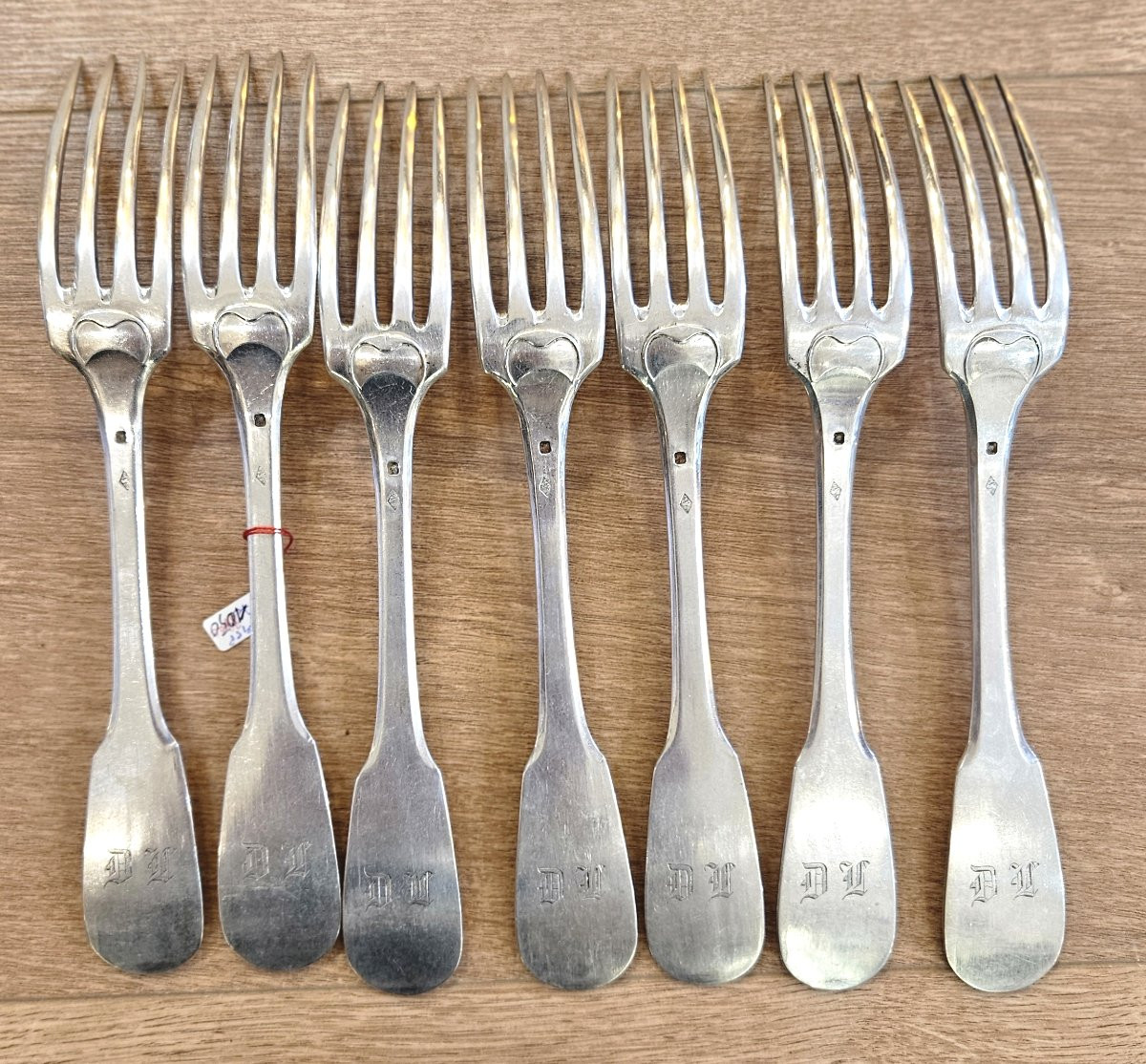 7 couverts en argent massif uni plat ou vieux Paris-photo-2