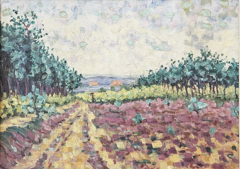 Herman KUYT (1893-1978) Champs de Fleurs huile sur toile -photo-2