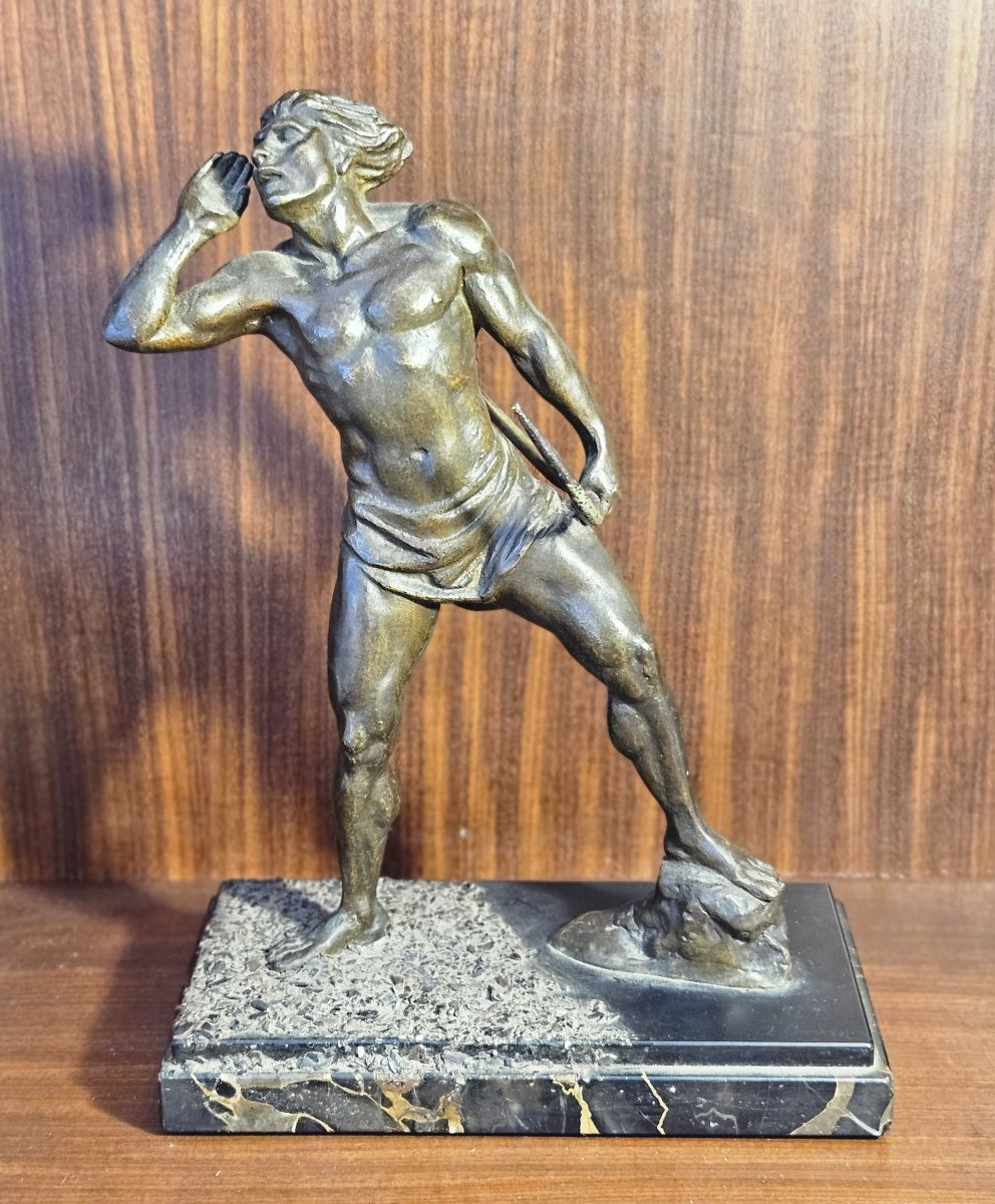 Art Deco Bronze Hunter Holding A Bow 