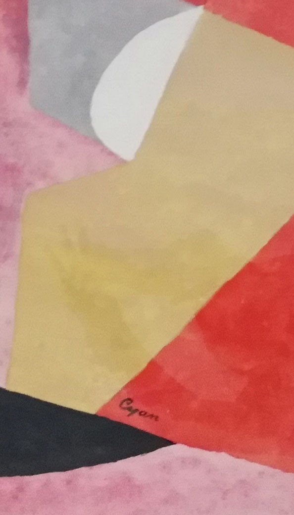 Cyankiewicz Zdzislaw Dit Cyan (1912-1981) Geometric Shapes Watercolor Gouache Circa 1950-photo-3