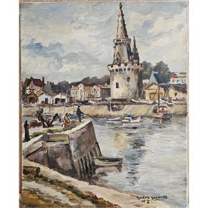 Gaston Girault (1913-1974) Tour De La Lanterne La Rochelle Oil On Canvas Signed 