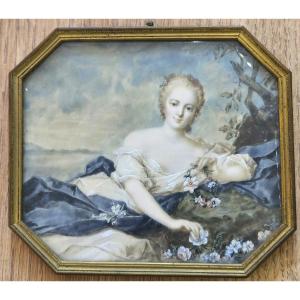 Miniature du XIXème Louise Henriette de Bourbon Conti d'après Nattier
