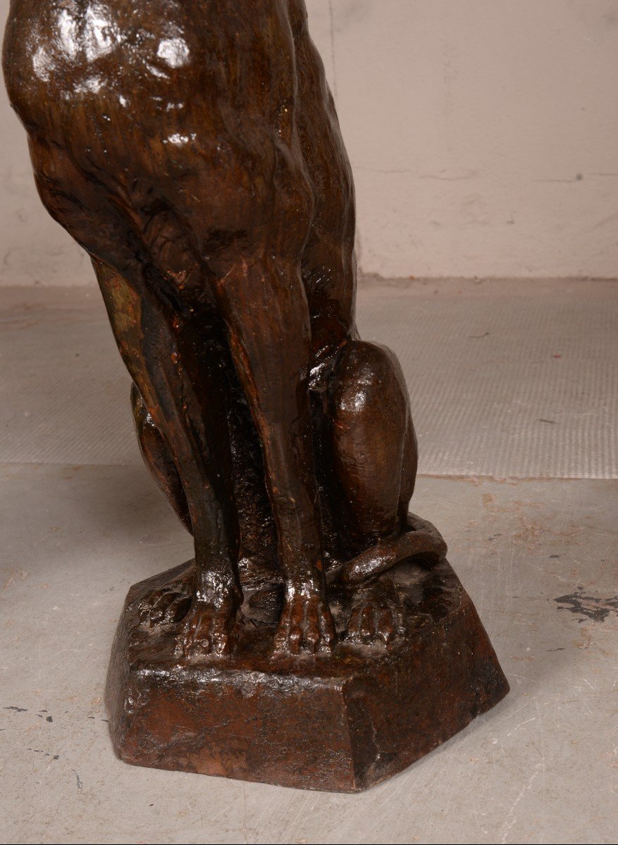 Pair Of Greyhounds In Cast Iron Lacquered Black-photo-6