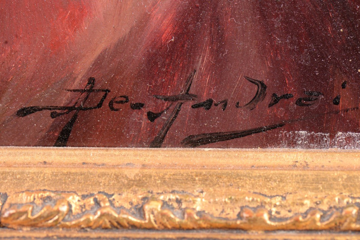 Painting Portrait Of A Man In A Red Coat And Hat-photo-1