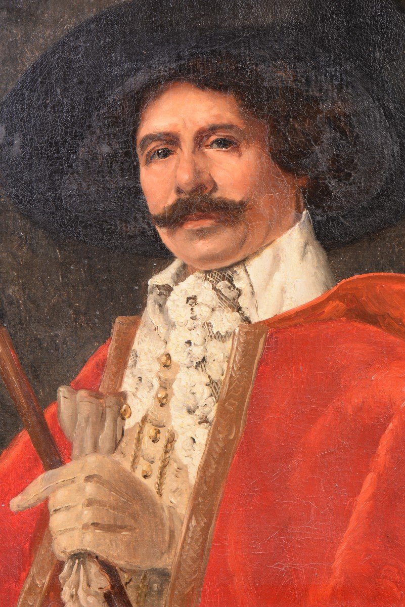 Painting Portrait Of A Man In A Red Coat With A Cane-photo-3