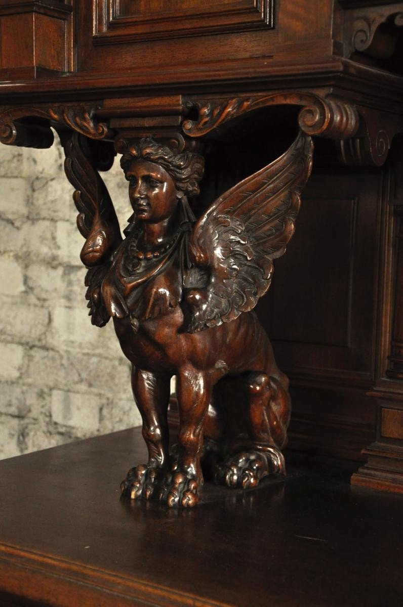 Dining Room Furniture In Carved Walnut In The Neo-renaissance Style-photo-3