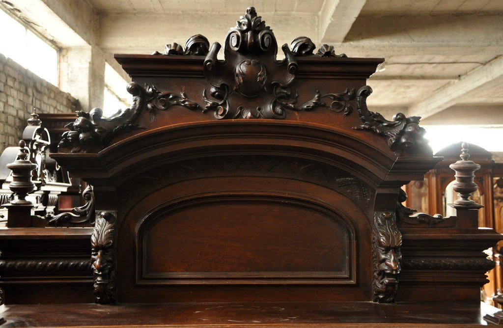 Dining Room Furniture In Carved Walnut In The Neo-renaissance Style-photo-5