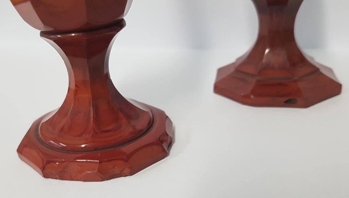 Pair Of Lithyaline Or Hyalite Vases-photo-2