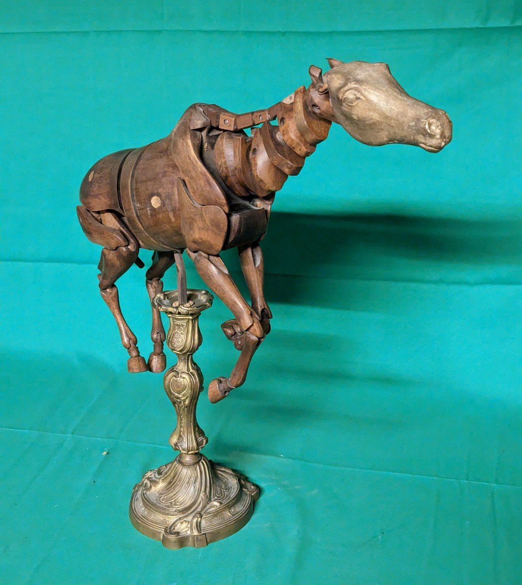 Rare 19th Century Walnut Artist's Workshop Mannequin Carved And Articulated Horse As Is-photo-3