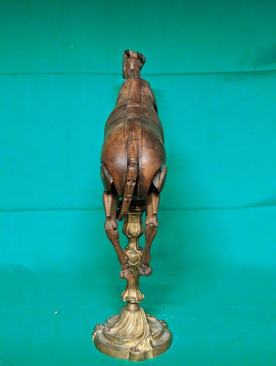 Rare 19th Century Walnut Artist's Workshop Mannequin Carved And Articulated Horse As Is-photo-1