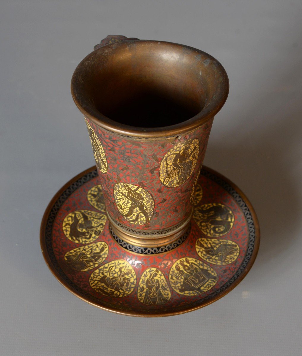 Cloisonne In Red Color Signed Barbedienne, 19 Century-photo-3