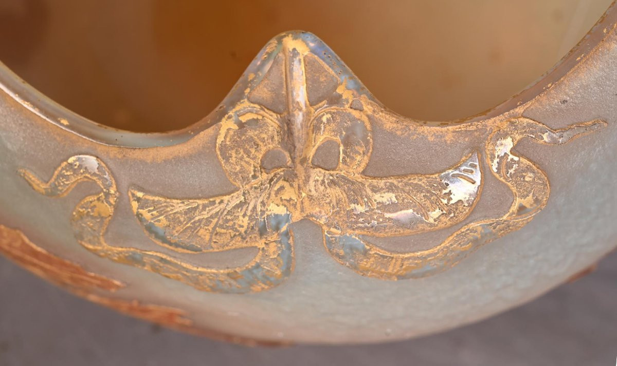 DAUM Nancy — Vase Art Nouveau « Feuilles d’érable »-photo-3