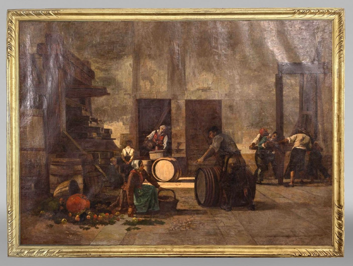 Grand tableau de scène de genre – Le pressoir