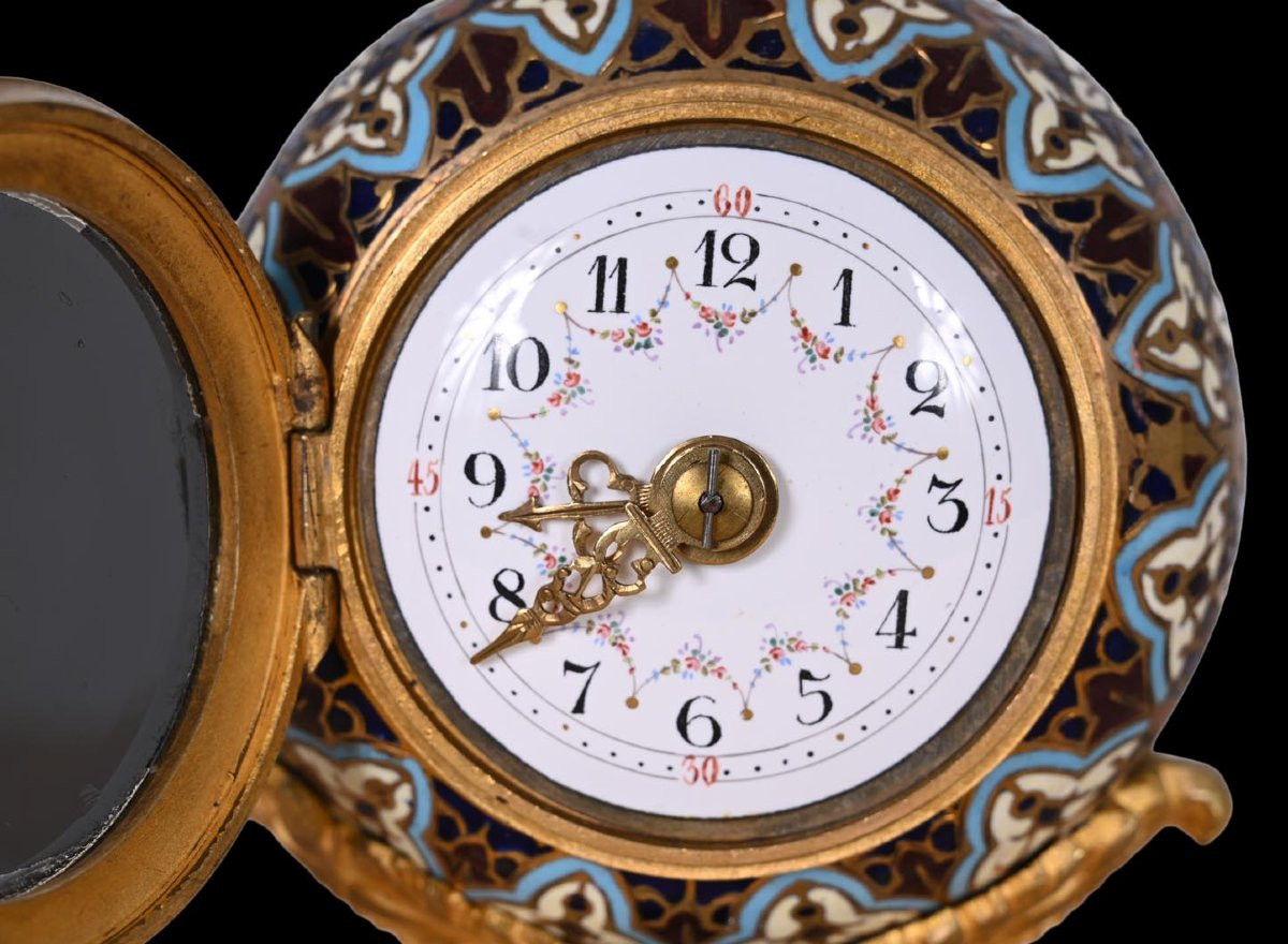 Gilt Bronze And Cloisonné Desk Clock In The Napoleon III Style-photo-1