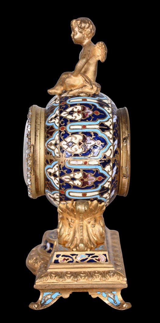 Gilt Bronze And Cloisonné Desk Clock In The Napoleon III Style-photo-4