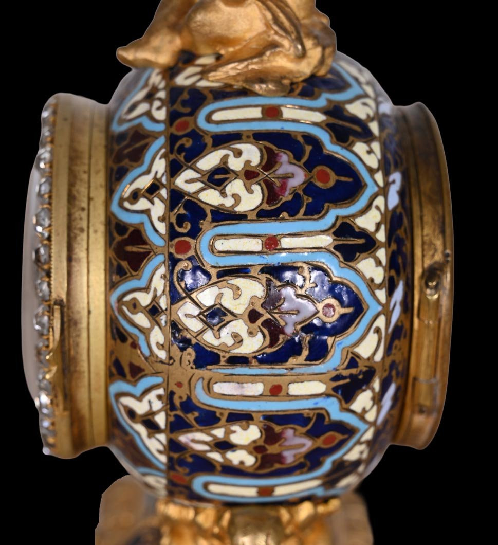 Gilt Bronze And Cloisonné Desk Clock In The Napoleon III Style-photo-5