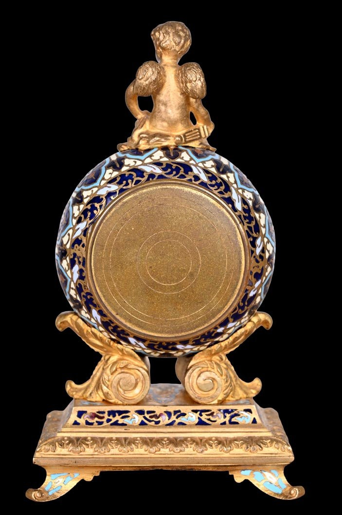 Gilt Bronze And Cloisonné Desk Clock In The Napoleon III Style-photo-6