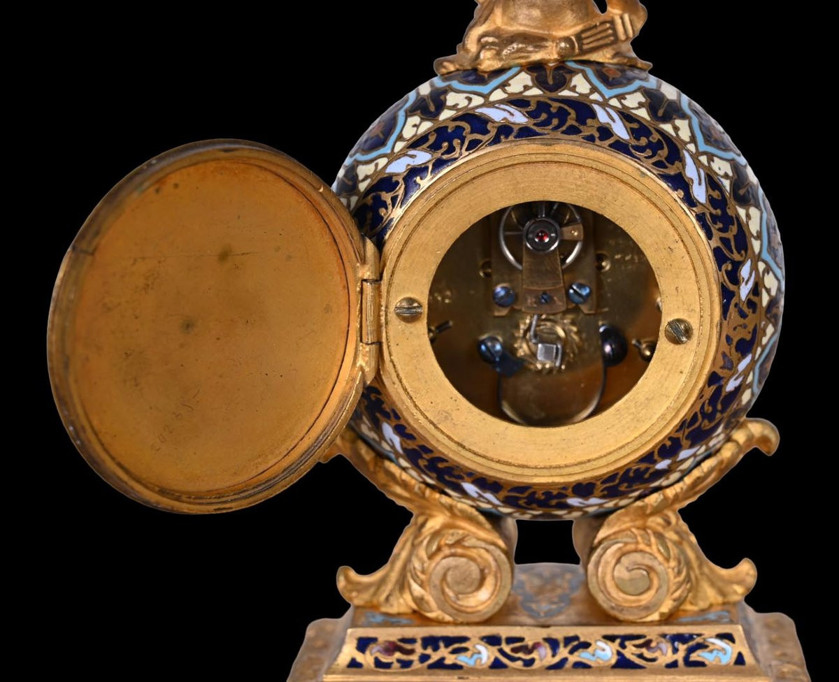 Gilt Bronze And Cloisonné Desk Clock In The Napoleon III Style-photo-7