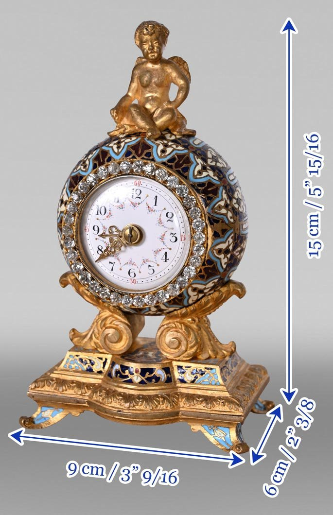 Gilt Bronze And Cloisonné Desk Clock In The Napoleon III Style-photo-8