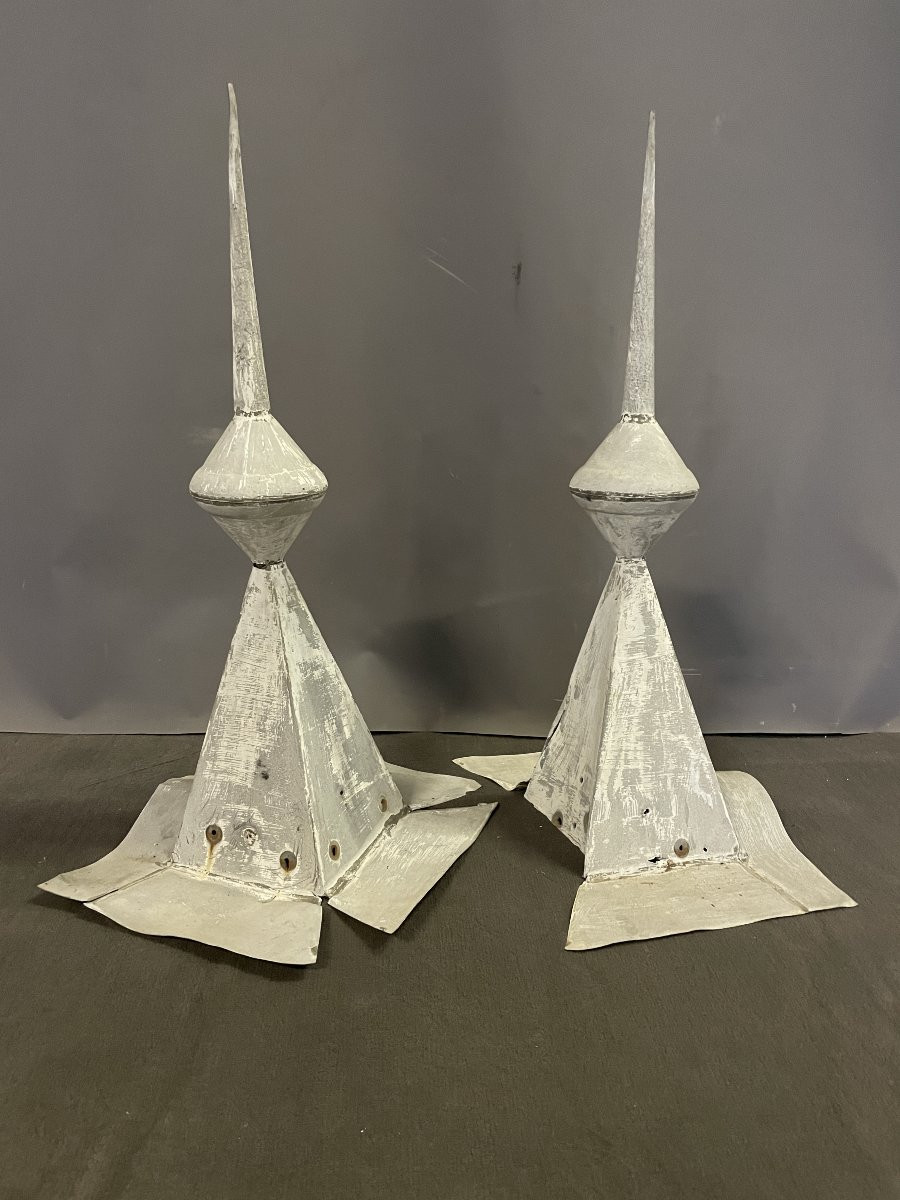 Set Of 13 Pewter Ridge Finials, French Work, Early 20th Century-photo-1