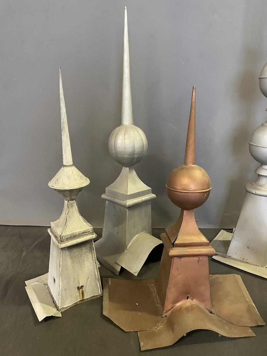 Set Of 13 Pewter Ridge Finials, French Work, Early 20th Century-photo-2