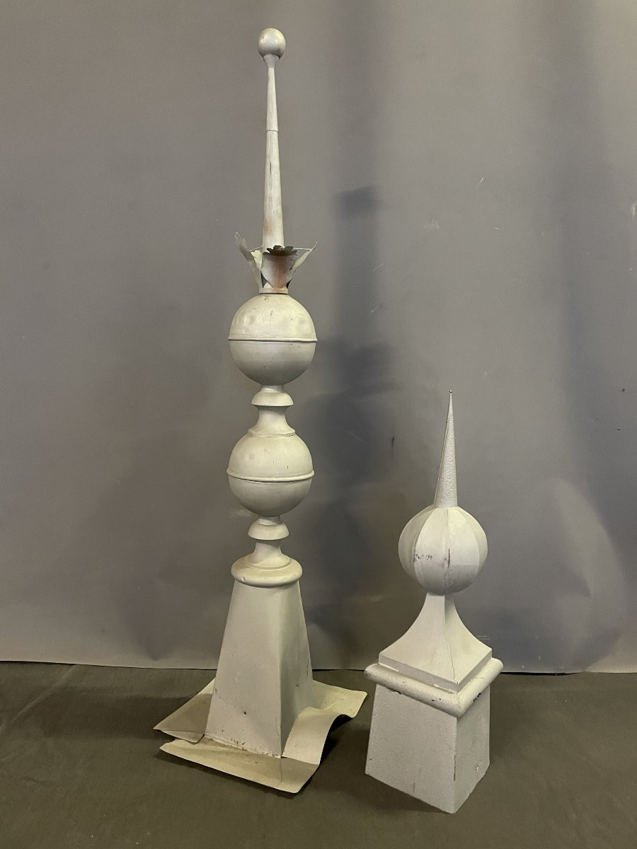 Set Of 13 Pewter Ridge Finials, French Work, Early 20th Century-photo-3