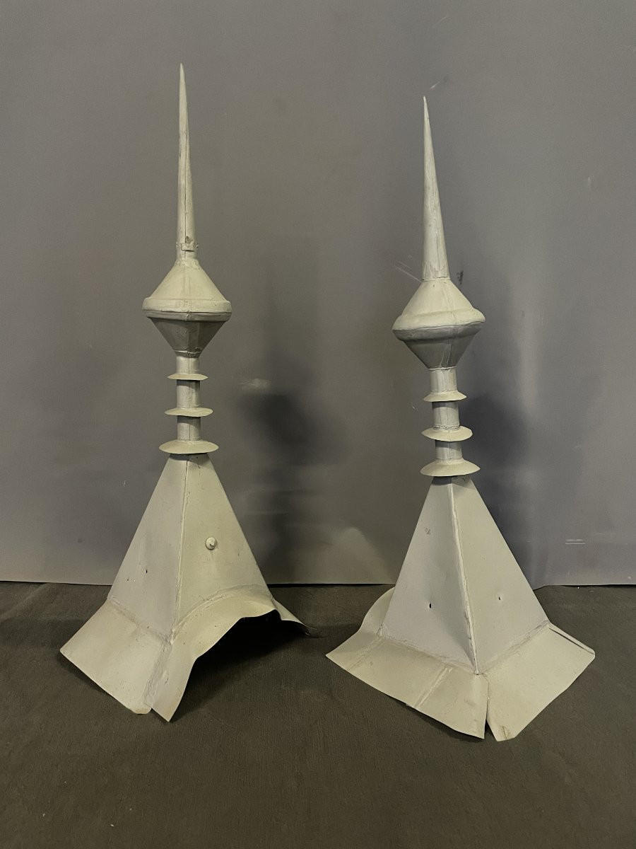 Set Of 13 Pewter Ridge Finials, French Work, Early 20th Century-photo-4